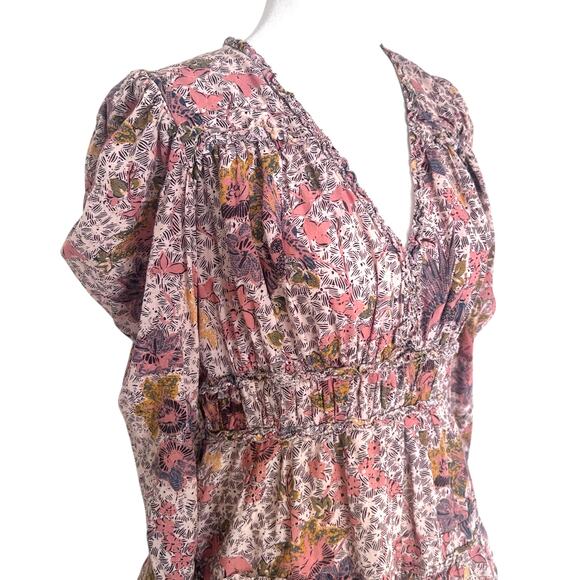 Ulla Johnson Julie Floral Cotton Mini Dress Botanical Ruffle Pink White 6 - Picture 7 of 9